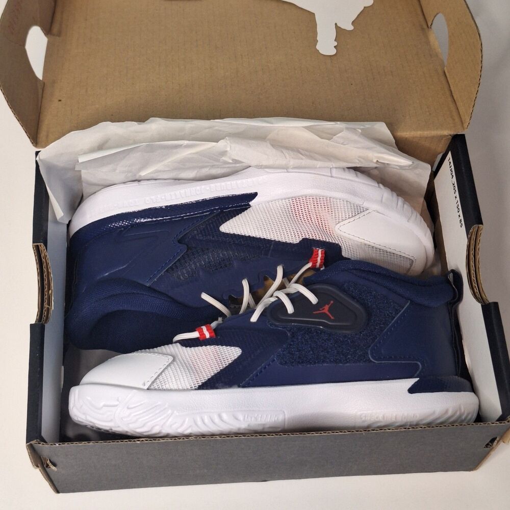 Size 10C  NIKE Air Jordan Zion 1 Shoes Navy Blue, White, Red ,gold  DC2023 401